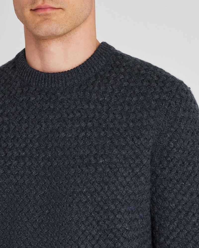 Cashmere Basket-Weave Crewneck