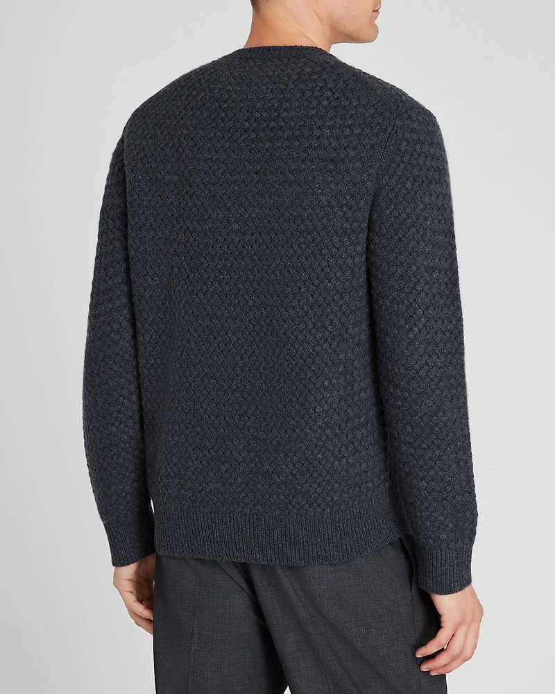 Cashmere Basket-Weave Crewneck