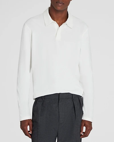 Long-Sleeve Brushed Cotton Polo