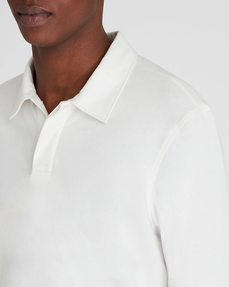 Long-Sleeve Brushed Cotton Polo