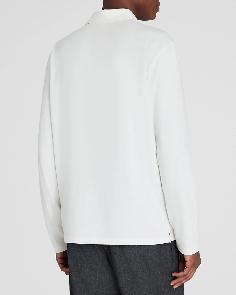 Long-Sleeve Brushed Cotton Polo