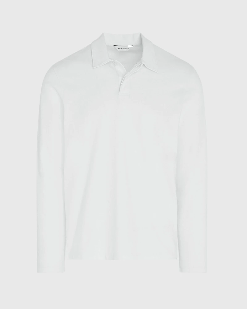 Long-Sleeve Brushed Cotton Polo