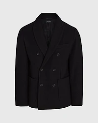 Double-Breasted Knit Wool Blazer