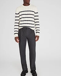 Striped Cashmere Cable-Knit Crewneck