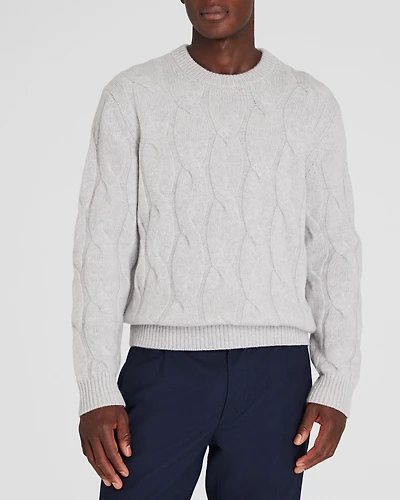 Wide Cable Cashmere Crewneck