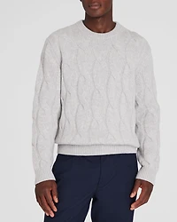Wide Cable Cashmere Crewneck
