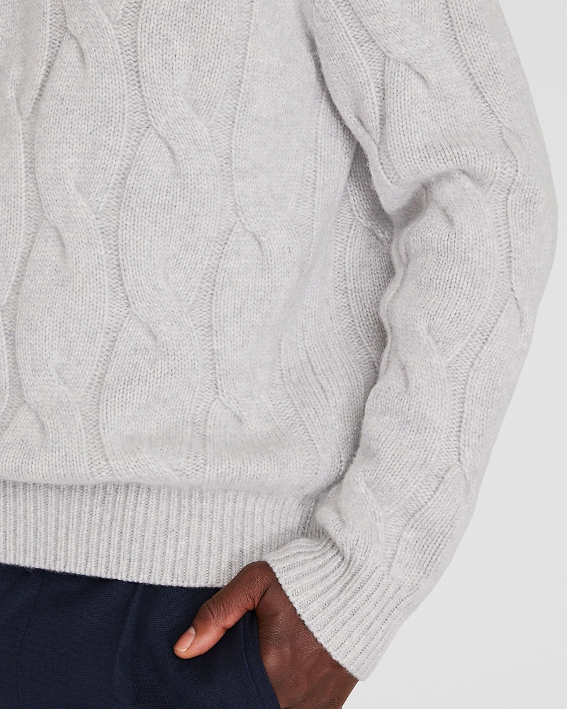 Wide Cable Cashmere Crewneck