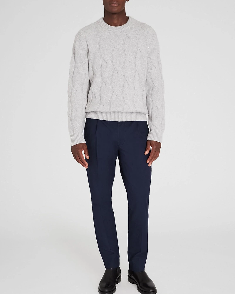 Wide Cable Cashmere Crewneck