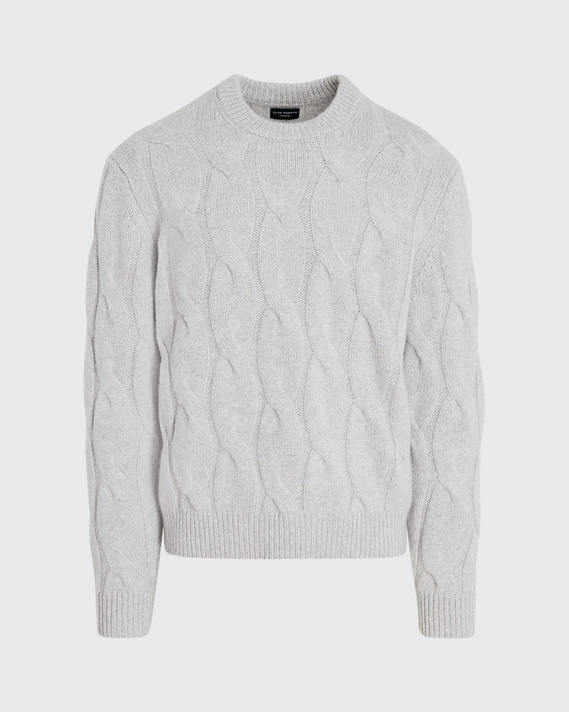 Wide Cable Cashmere Crewneck