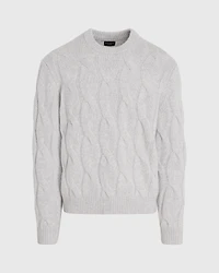 Wide Cable Cashmere Crewneck