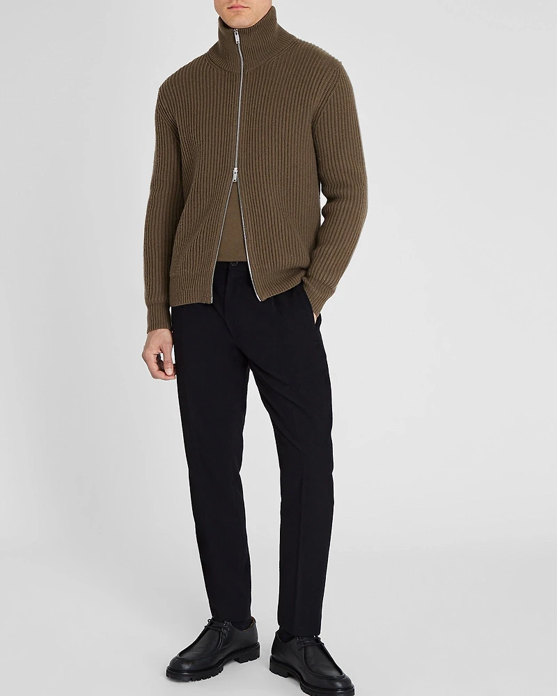 Rib-Stitch Full-Zip Sweater