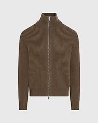 Rib-Stitch Full-Zip Sweater