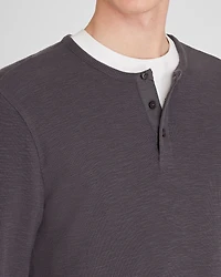Textured Rib Long-Sleeve Henley