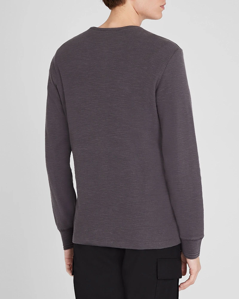 Textured Rib Long-Sleeve Henley