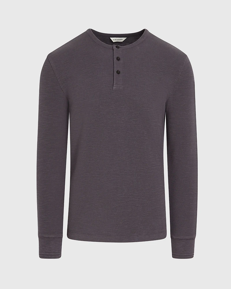 Textured Rib Long-Sleeve Henley