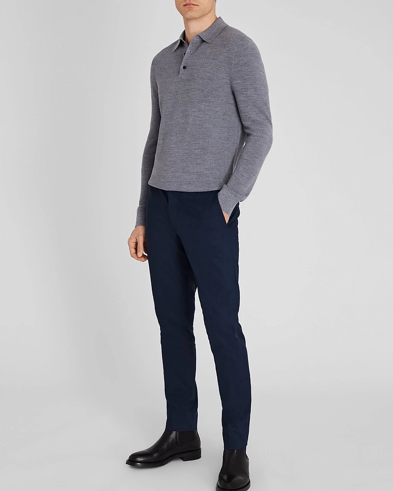 Long-Sleeve Stitch Wool Polo