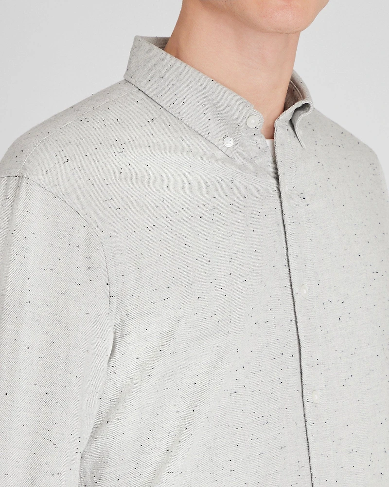 Long-Sleeve Donegal Cotton Blend Shirt