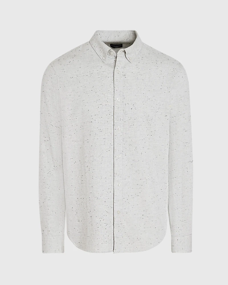 Long-Sleeve Donegal Cotton Blend Shirt