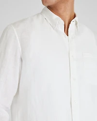Slim Long-Sleeve Button-Down Linen Shirt