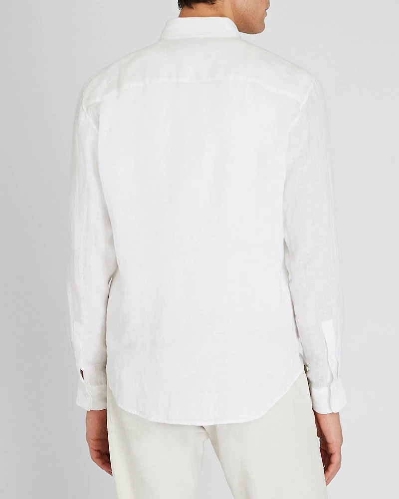 Slim Long-Sleeve Button-Down Linen Shirt