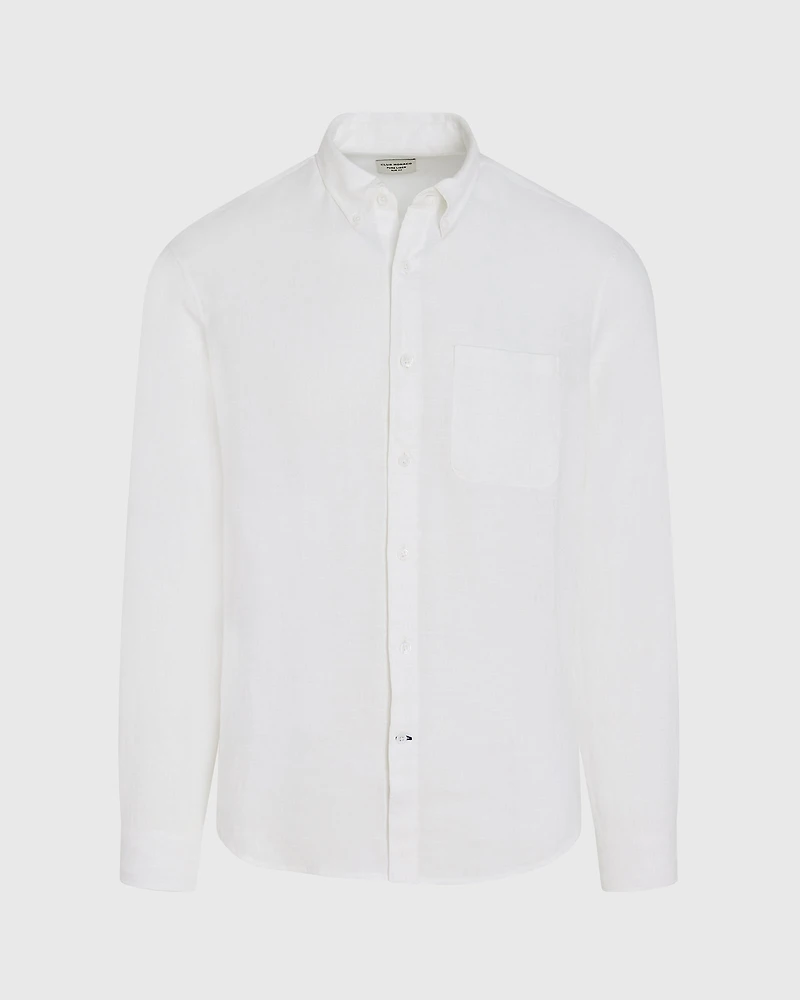 Slim Long-Sleeve Button-Down Linen Shirt