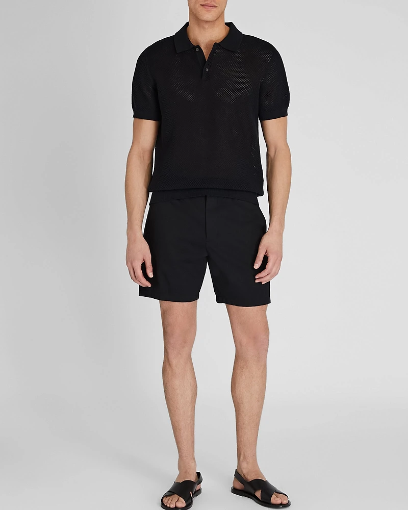 Short-Sleeve Textured Sweater Polo