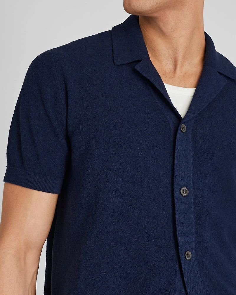 Bouclé Camp Collar Sweater Polo