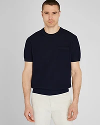 Short-Sleeve Open Stitch Tipped Sweater