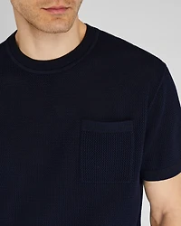 Short-Sleeve Open Stitch Tipped Sweater