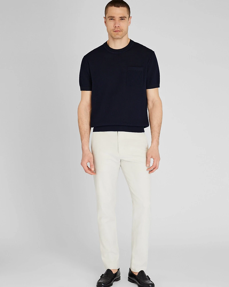 Short-Sleeve Open Stitch Tipped Sweater