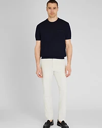 Short-Sleeve Open Stitch Tipped Sweater