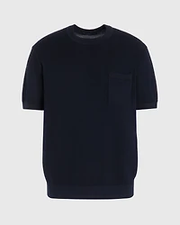 Short-Sleeve Open Stitch Tipped Sweater