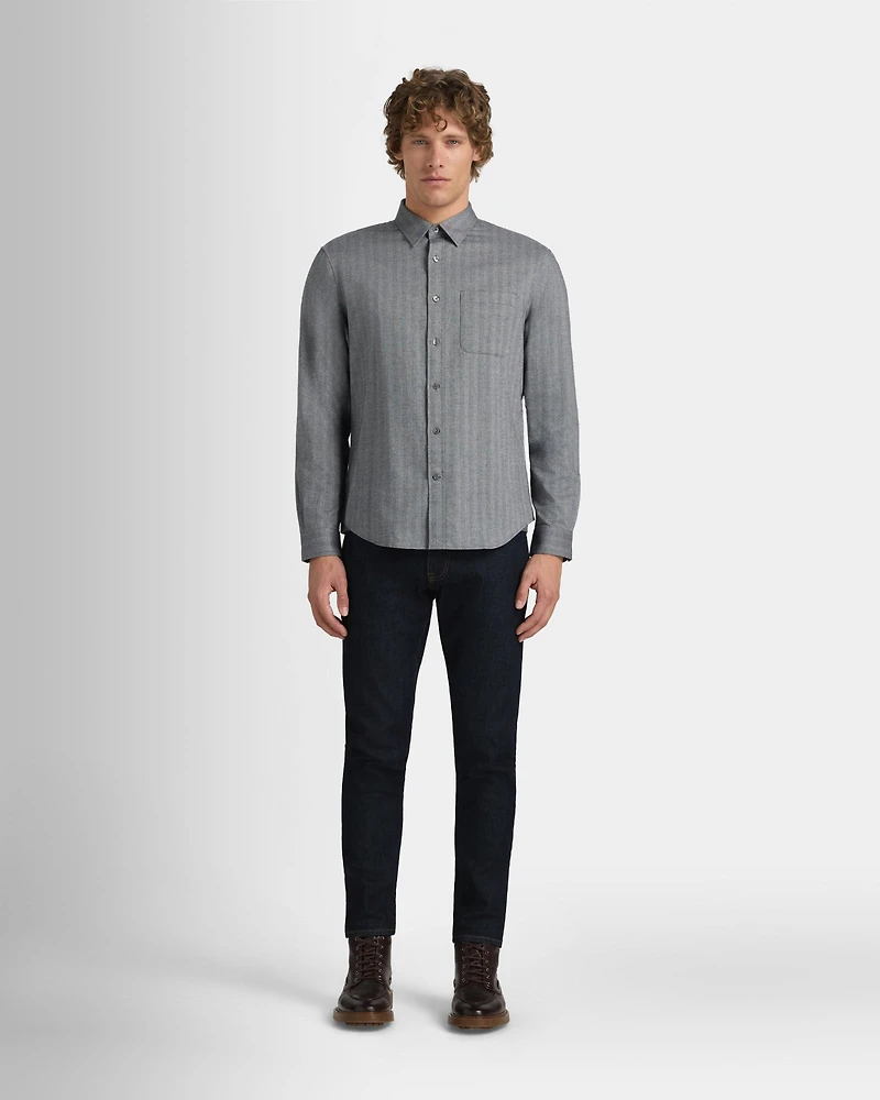 Slim Lightweight Herringbone Flannel Shirt
