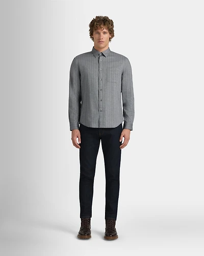Slim Lightweight Herringbone Flannel Shirt