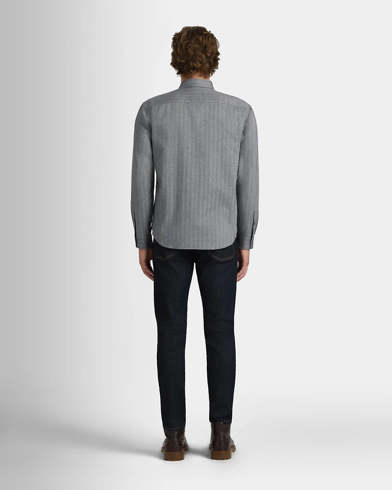 Slim Lightweight Herringbone Flannel Shirt