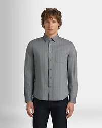 Slim Lightweight Herringbone Flannel Shirt