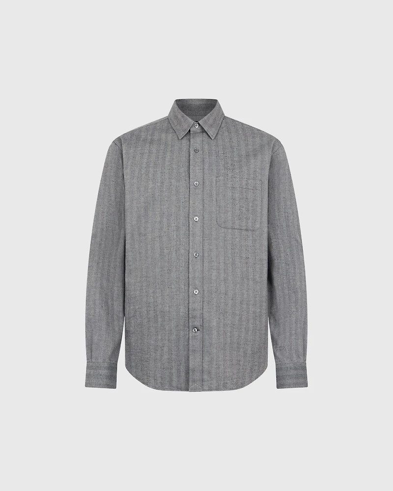 Slim Lightweight Herringbone Flannel Shirt