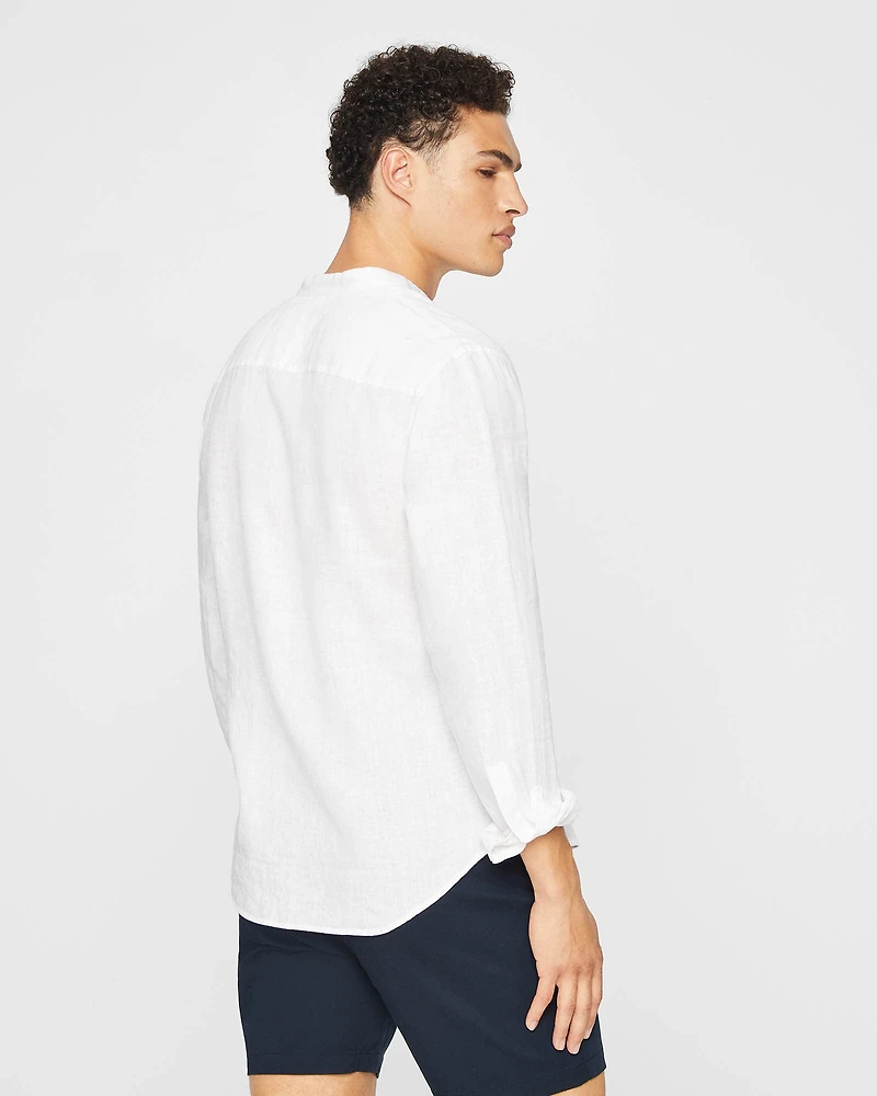 Band Collar Linen Shirt