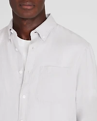 Long-Sleeve Solid Linen Shirt