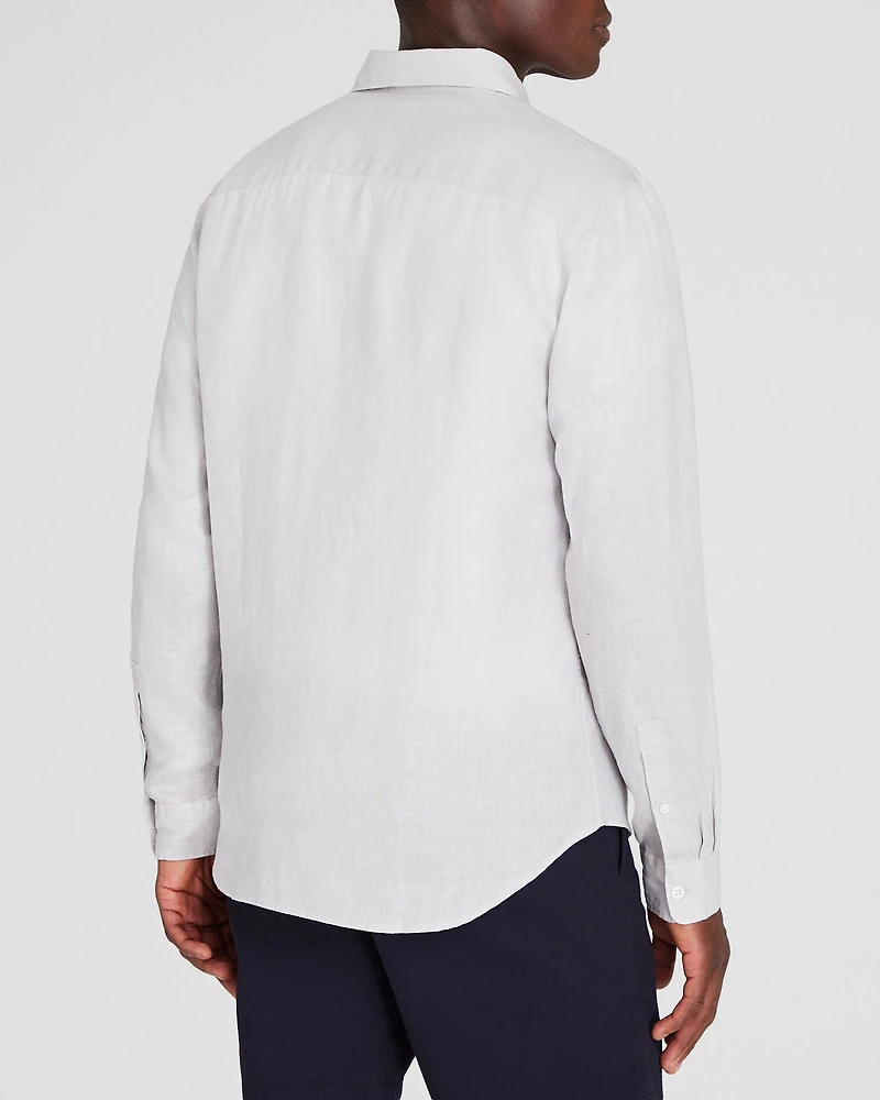Long-Sleeve Solid Linen Shirt