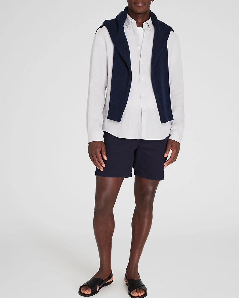 Long-Sleeve Solid Linen Shirt