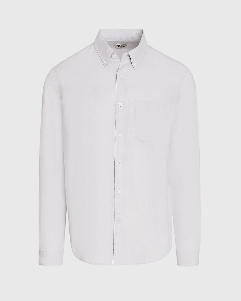 Long-Sleeve Solid Linen Shirt