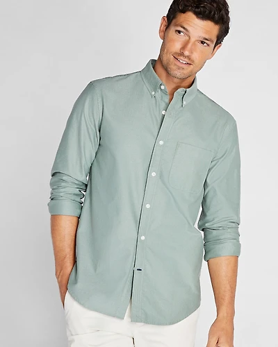 Long-Sleeve Solid Oxford Shirt