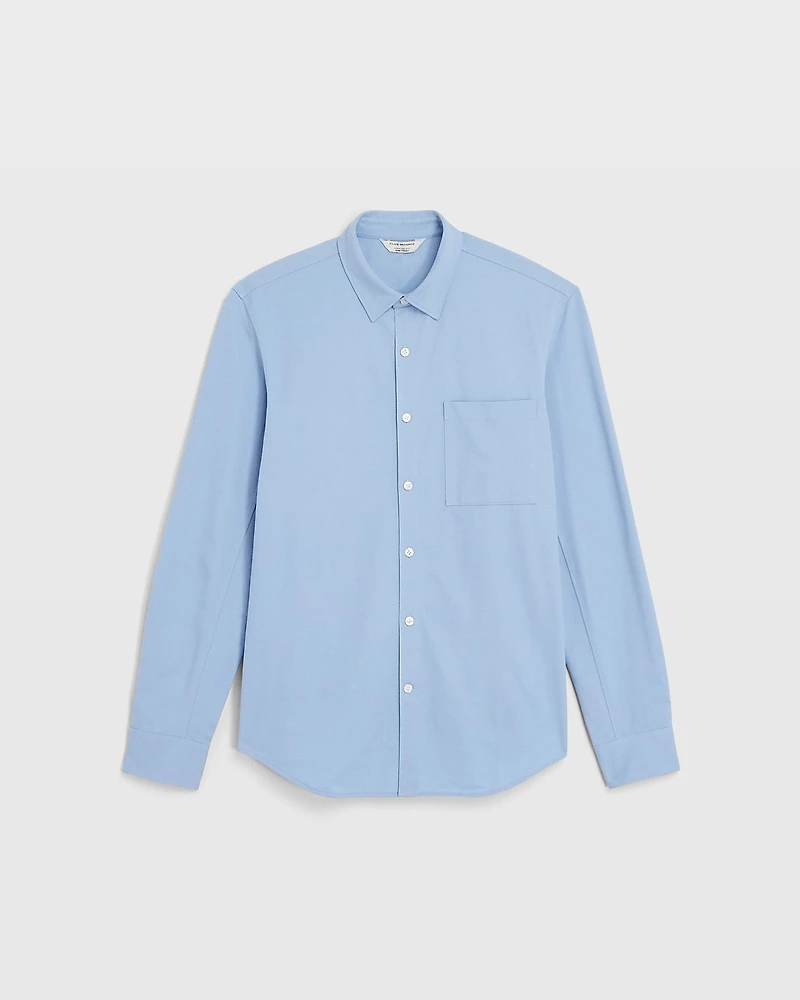 Long Sleeve Pique Oxford Knit Shirt
