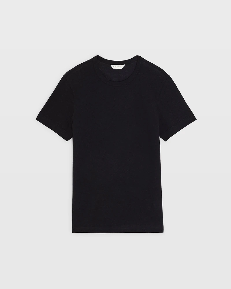 Short Sleeve Linen-Cotton Piqué Tee