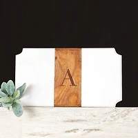 White Marble & Wood Serving Board