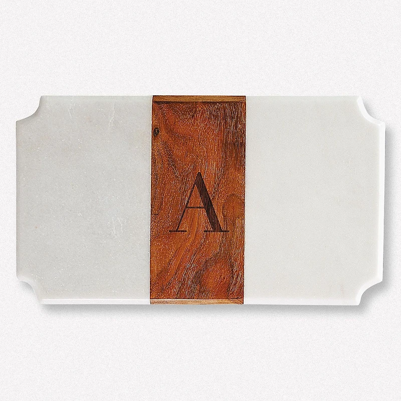 White Marble & Wood Serving Board