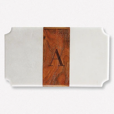 White Marble & Wood Serving Board