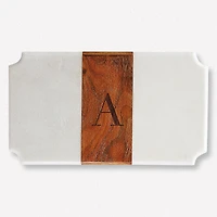 White Marble & Wood Serving Board