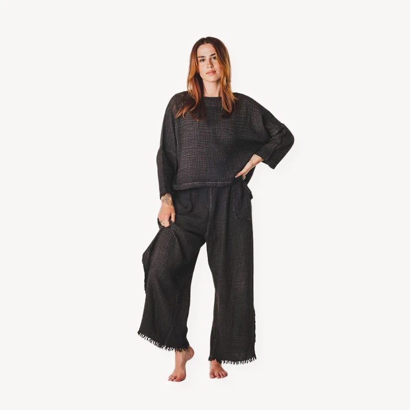 Crinkle Long Sleeve Boat Top